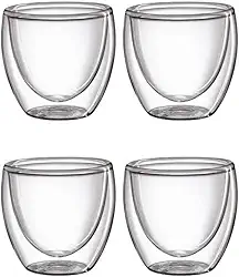 Conjunto 4 Copos Parede Dupla Café/chá Vidro Borossilicato - Envio Hoje