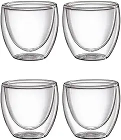 Conjunto 4 Copos Parede Dupla Café/chá Vidro Borossilicato - Envio Hoje