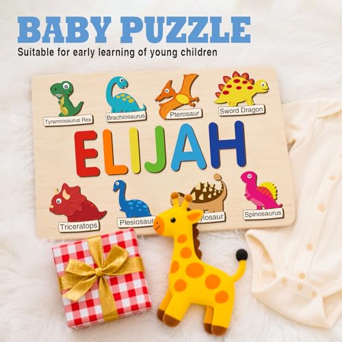 Image of Easter Wooden Name Puzzle - Personalized Puzzles for Toddlers Ages 1-3, Montessori Educational Learning Toy, Perfect Easter Egg Hunt Gift for Baby Boys & Girls