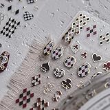 Bronzing Playing Cards Nail Stickers - Red&Black Diamond Grid Designs Stickers for Nails, 3D Star Moon Poker Cards Nail Decals, Plum Blossom Spades Heart Block Pattern Nail Accessories