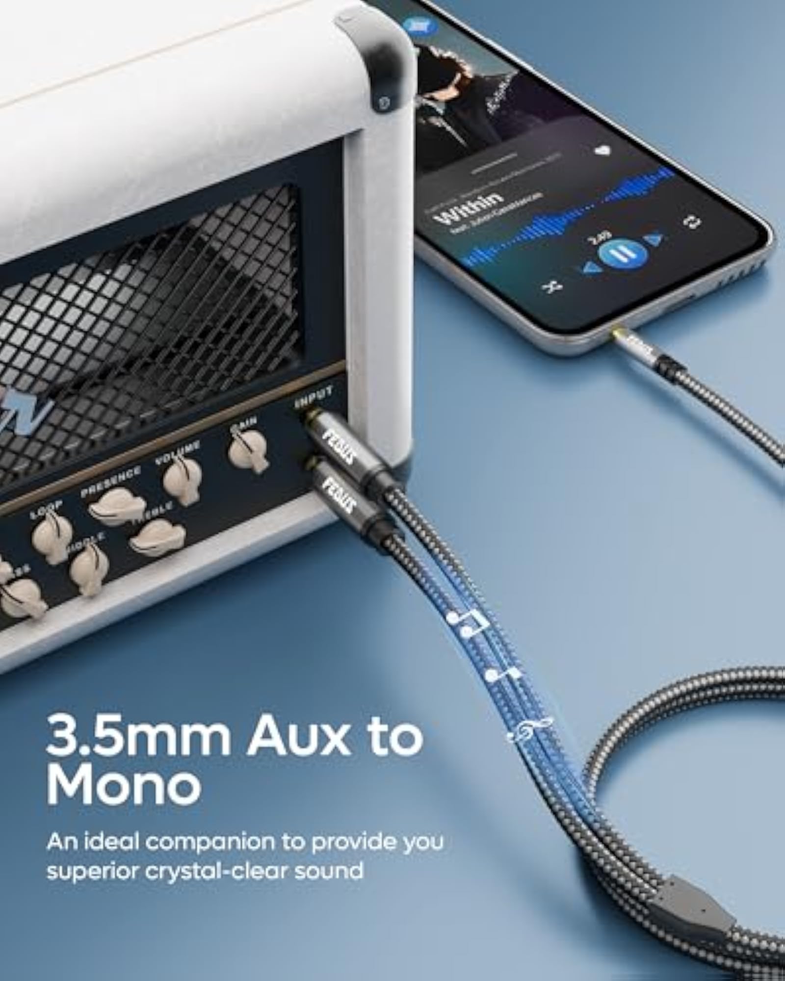 Plated Oxygen Copper 3.5mm Y-Cable Splitter Cord for Phones