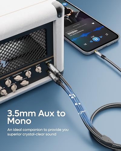 Image of FEDUS Maestro 1.5 Meter 3.5mm 1 /8 inch TRS to Dual 6.35mm 1 /4 inch TS Y-Splitter Cable, 24K Gold Plated, OFC Audio Cord, Aux to Mono Adapter for Amplifier, Mixer, DJ, Guitar, Speaker, PC