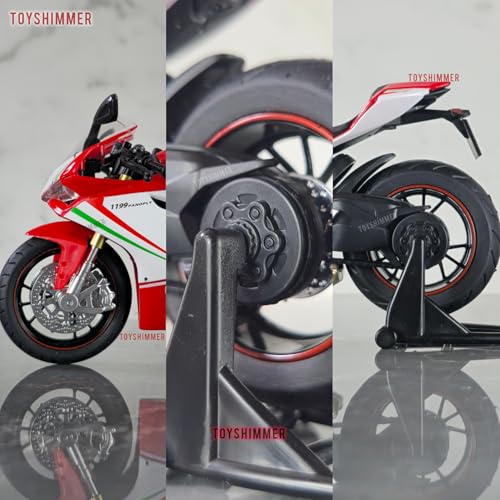 Image of Ducati 1199 superleggera Superbike Sporty Dyecast Motorcycle Model, Light & Sound Function,1:12 Scale, Red & White Color