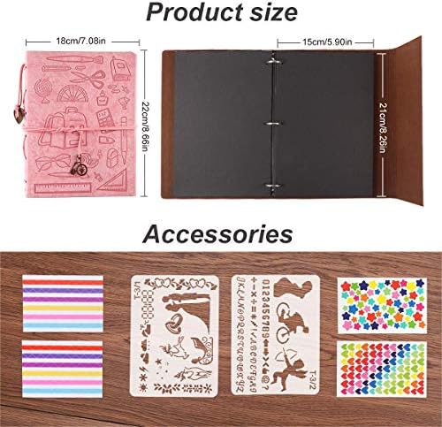 ThxMadam Pink Scrapbook Leather Photo Album Vintage Wedding Guest Book Memory Book with 60 Black Pages Present for Valentines Anniversary Mothers Day Birthday Gift for Teacher Student Kids Friend