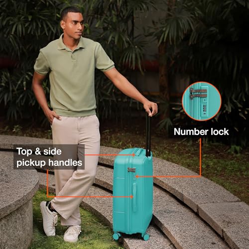 Image of Nasher Miles Coorg Hard-Sided Polypropylene Luggage Set of 2 | 55cm & 65cm | 8 Wheels Small & Medium Trolley Bag for Travel | Suitcase (Teal)