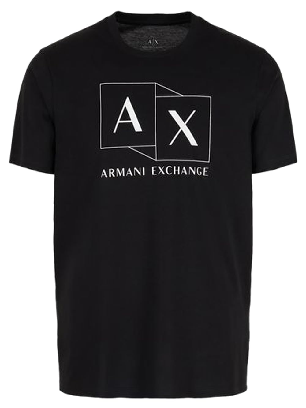 Armani Exchange Men's Slim Fit Mercerized Cotton Jersey Ax Box Logo Tee T-Shirt, Black, XS