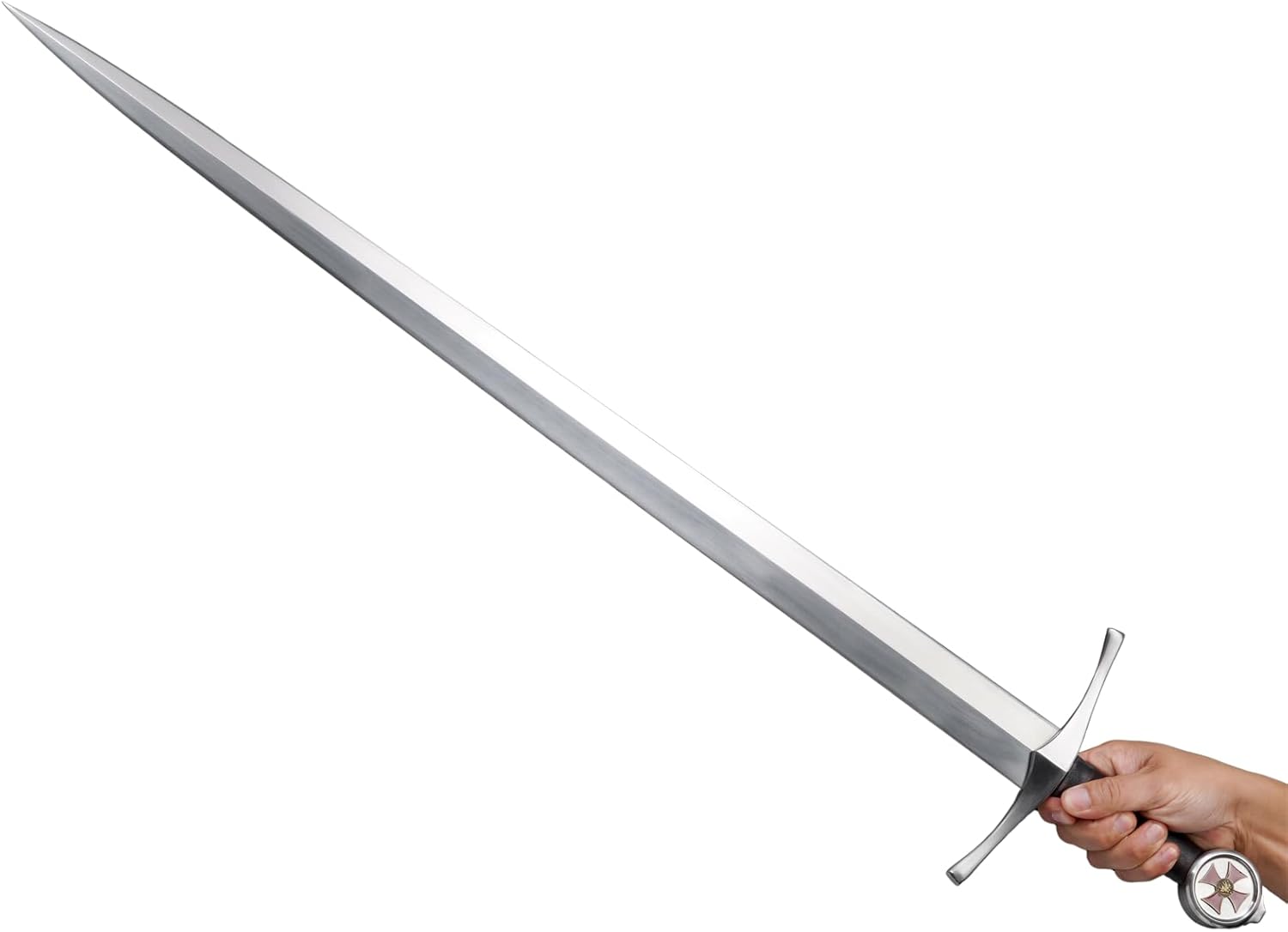 Medieval 45inch Crusader Knight Templar Arming one-Handed Long Sword Real Metal Steel Swords with Sheath riveting pommal - Image 9