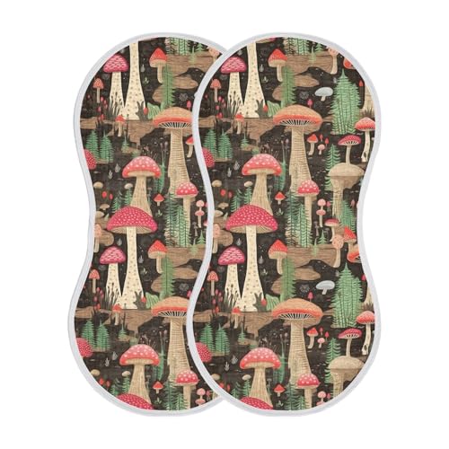 xigua Mushrooms Pattern Baby Burp Cloths for Newborn Boys and Girls 4 Pack, Soft & Absorbent Cotton Baby Burp Cloth, Baby Washcloths, Newborn Towel, Burp Rags2