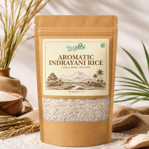 Image of Tropicales Aromatic Indrayani Rice 1 KG | Premium Sticky Rice | Origin Maharashtra | Traditional, Rich & Aromatic | Medium Grain | Authetic & Tasty - 1 KG