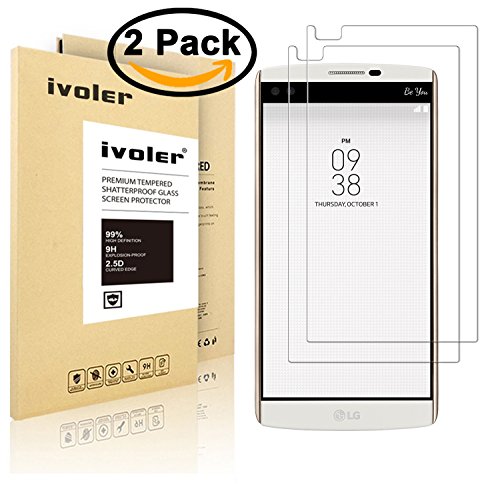 [2 Pack] iVoler [Tempered Glass] Screen Protector for LG V10, [0.2mm Ultra Thin 9H Hardness 2.5D Round Edge] with Lifetime Replacement Warranty
