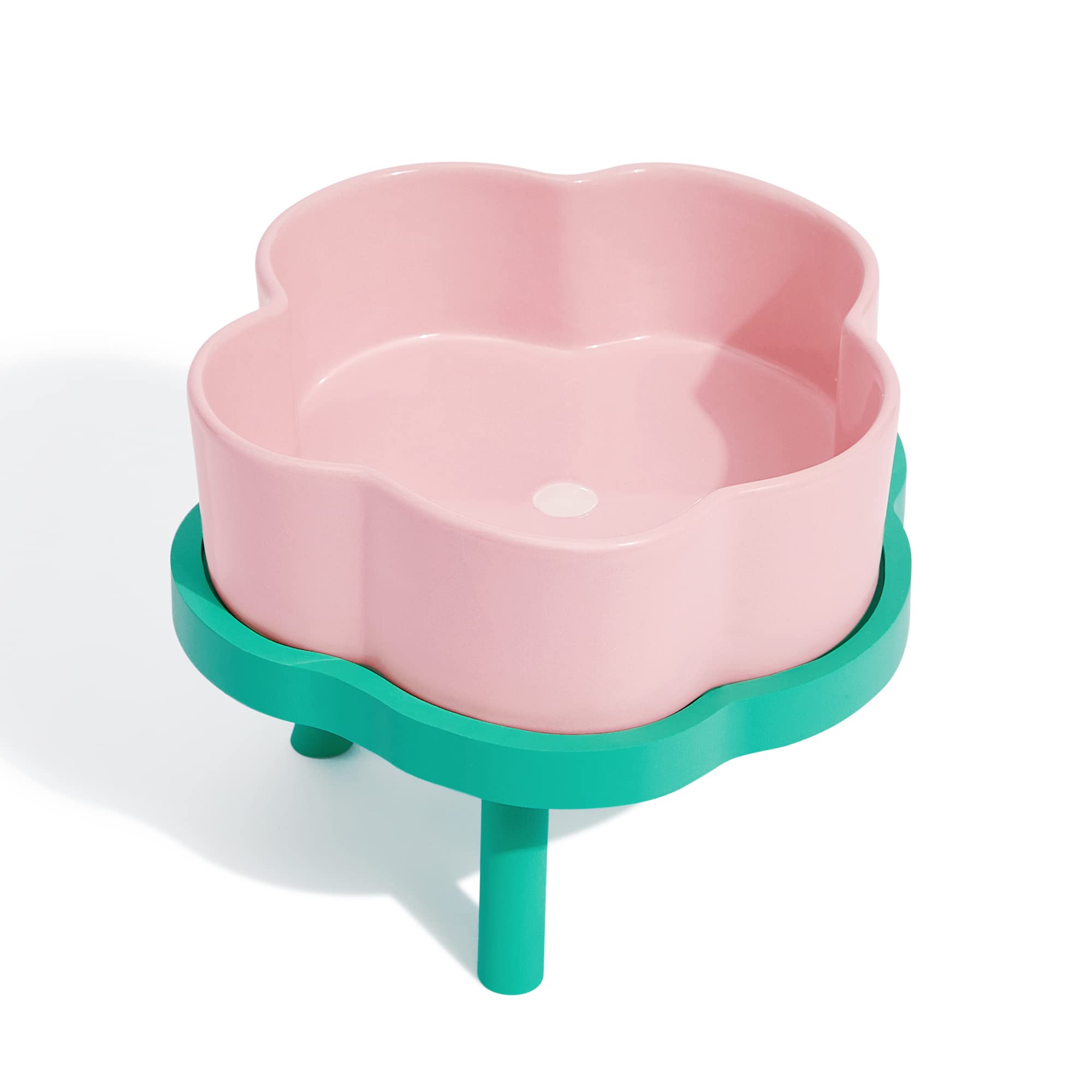 VETRESKACeramic Raised Dog Bowl Elevated Dog Bowl for Large Medium Small Dogs Cute Food and Water Bowl with Non-Slip Stand Pink Dog Cat Pet Feeding Dish Bowls, Medium