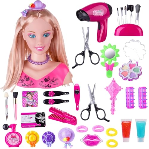 KonHaovF Styling Head Doll for Girls' Hair and Makeup Practice
