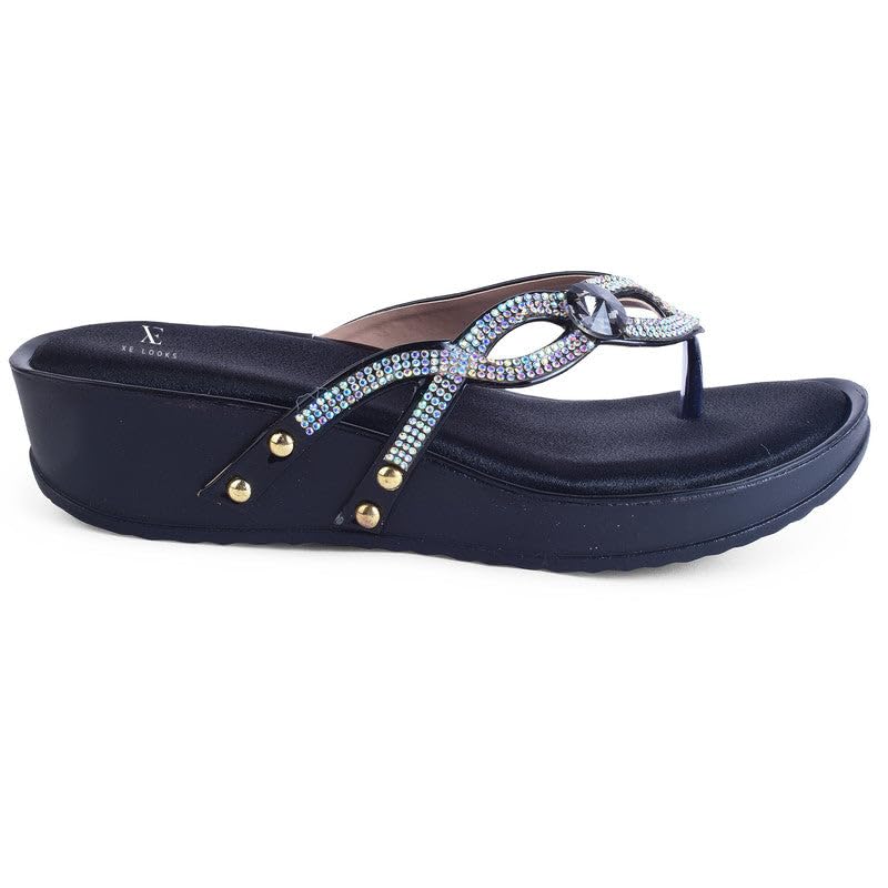 Image of XE Looks Stunning Black Comfortable Slippers For Women