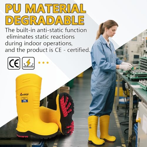 PU Rubber Work Boots With Steel Toe - Waterproof Anti-slip Mud Rain Boots Hunting Boots ASTM F2413-18 Acid & Oil Resistant Anti-static For Men and Women2