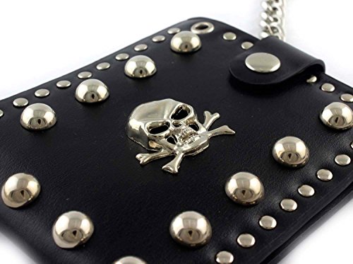 vogueteen Men's skull Biker Punk studded Leather Wallet with a Jeans Long Key chain2