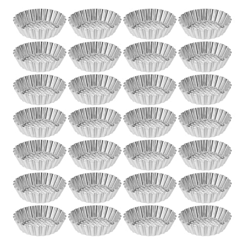FUNNETOYU 30 Piezas Moldes Mini Tartas de Acero Inoxidable con Decorativos Antiadherentes y Reutilizables Moldes para Tartaletas Quiches Pasteles y Postres Fácil Desmoldeo y Limpieza