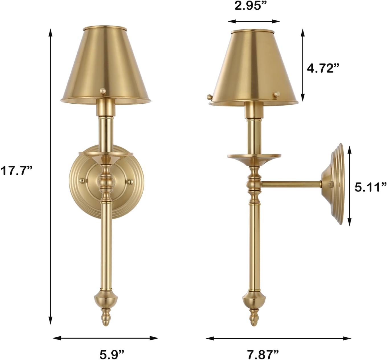 Photo 1 of  Brushed Brass Wall Sconce Modern Gold Bathroom Wall Lighting Vanity Light Fixtures with Metal Lampshade Industrial Mid Century Wall Mount Lights for Living Room Bedroom Stairs Corridor Mirror