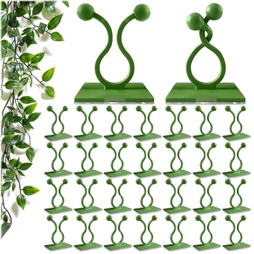 Small 100 Pcs Plant Clips for Climbing Plants - Plant Wall Clips Self-Adhesive Vine Wall Clips for Pothos Ivy String of Hearts Indoor Outdoor Plant Support Hooks No-Nail Climbing Plant Holder Set