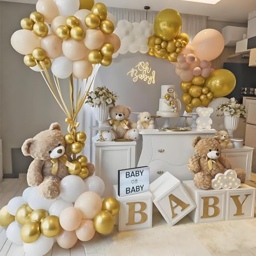 Image of Sand White Latex Balloons 12 Inch 100 Pack Matte Latex Balloons for White Theme Birthday Party Wedding Baby Shower Decorations