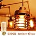 Emotionlite LED Light Bulbs, E26 Dimmable Vintage Edison Tubular Bulb, 40W Equivalent, Amber Yellowish, 4W, 2200K, 300LM, Medium Base, 6 Pack