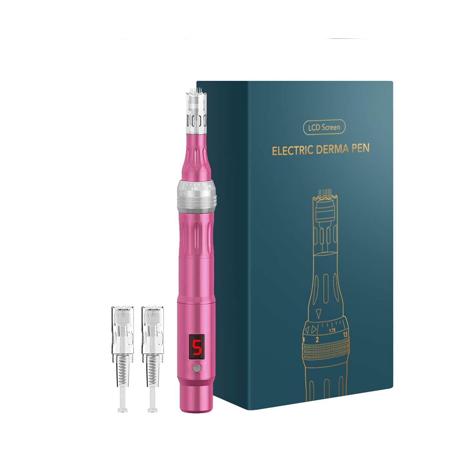 Microneedling Pen, Derma-pen für Haar- und Bartwachstum, Professioneller Einstellbare Microneedle Pen für Gesicht, Kopfhaut und Körper, Microneedling-Stift zur Hautpflege für Männer und Frauen - Rosa