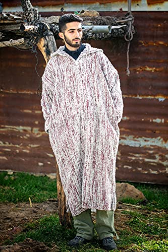 HibArt -Striped Djellaba, Sweater Coat, Hoodie Caftan from wool, Handmade boho Clothing, Wool robe men, Long Winter robe,4