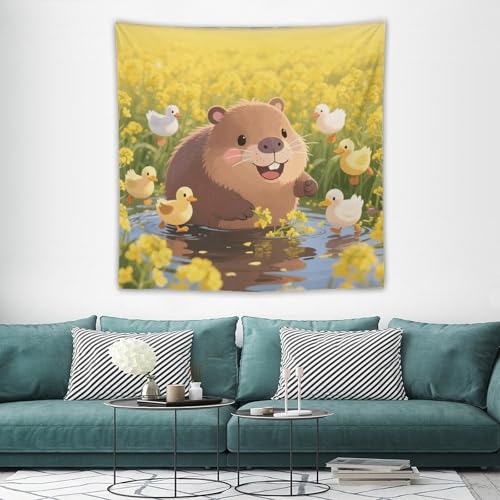 Tapisserie murale Capybara pour chambre bohème et dortoir stylé