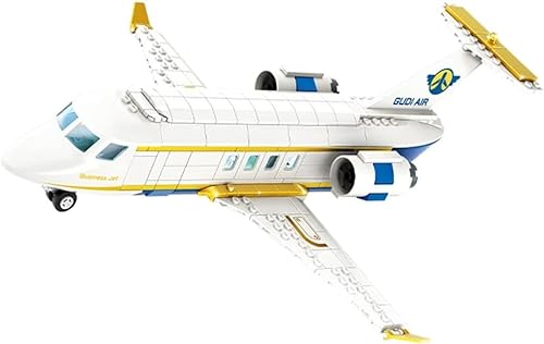 General Jim's White Business Passenger Airplane - Juego de dos vehículos, avión de pasajeros VIP privado y taxi de 347 piezas, bloques de