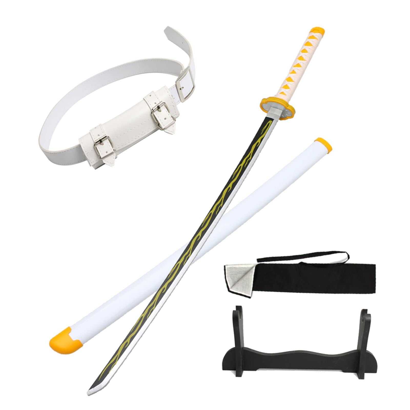 Buy Vrseis Demon Slayer Samurai Wooden s Agatsuma Zenitsu Katana with Scabbard and Belt Nichirin ...