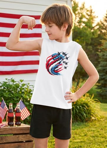 Image of Boys 4th of July Patriotic Sleeveless Tee American Flag Tank Top 6-14 Years