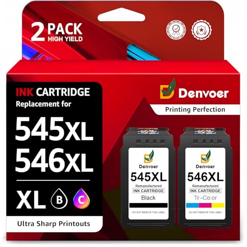 Denvoer PG 545XL CL 546XL Cartuchos de Tinta Remanufacturado para Canon 545 546 XL para Pixma TS3350 TS3150 TS3450 TS3351 MG2550S MG2550 MG2950 TR4650 TR4550 TR4551 MX495 (Negra y Color)