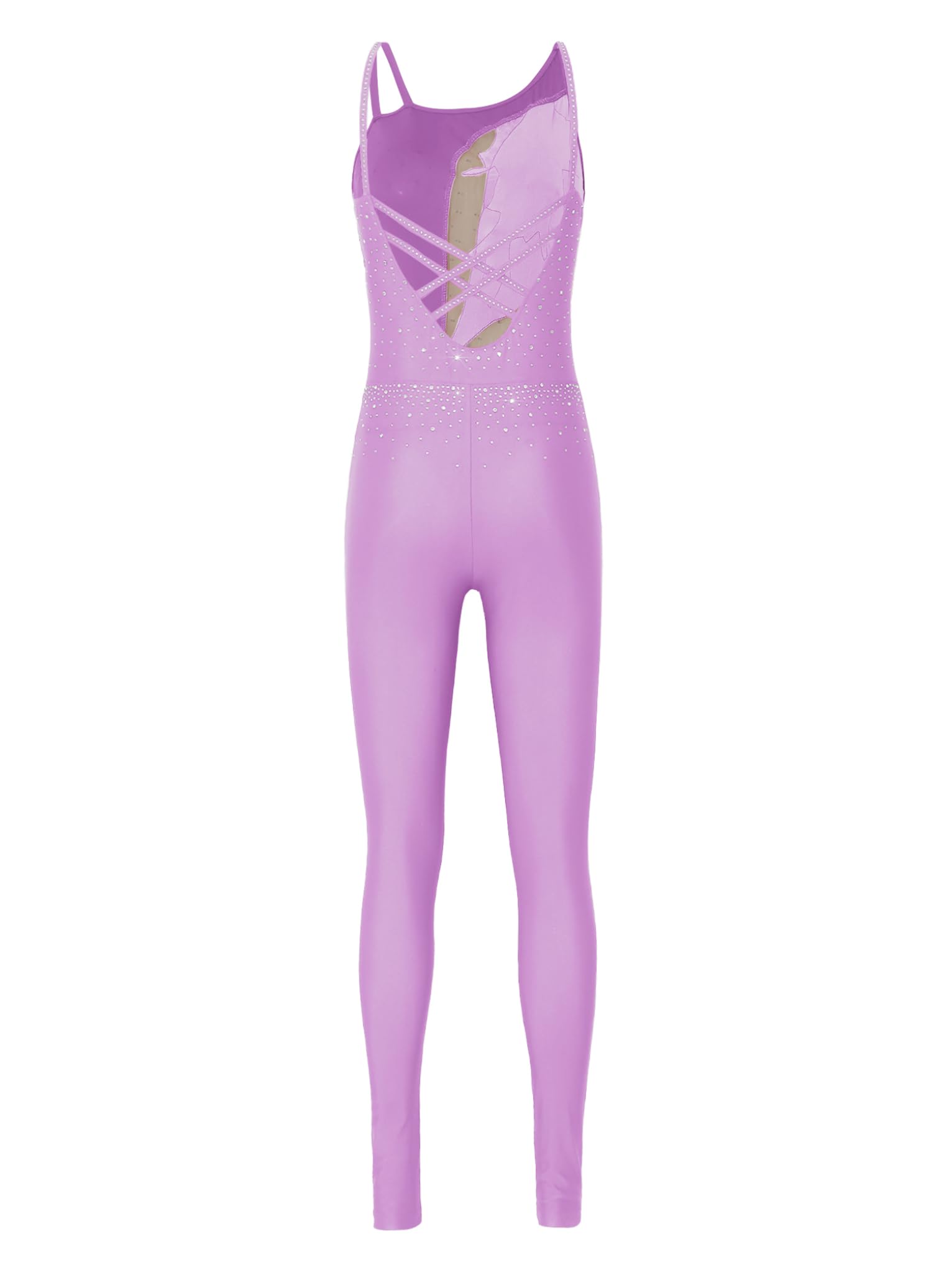 Mufeng Body Danza Classica Donna Camisole Body Ginnastica Artistica Tuta Intera da Pattinaggio Artistico con Paillettes Fiori Jumpsuit Tutina Elegante Dancewear