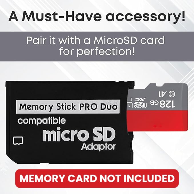 Skywin Memory Stick Pro Duo Adapter - Card Reader for PSP Memory Card Duo Adapter, Easy-to-Use Card Holder Compatible with PlayStation Card, Camera, or Handycam