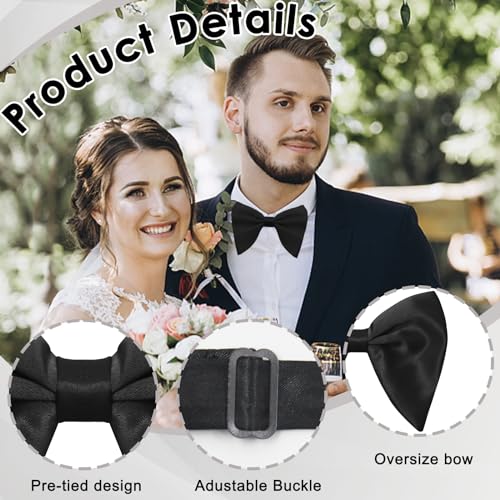 Image of Luckyvestir Oversized Bow Ties for Men, Black /Red Big Bow Tie, Solid Color Pretie Bowtie Men for Tuxedo Wedding