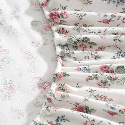 Image of Laura Ashley - Flannel Sheets Full Size, Anti-Pilling & Wrinkle Resistant Cotton, Touchably Soft for All-Season Comfort - Bed Sheets with Matching Pillowcases & Fitted Sheet (Le Fleur Pink)
