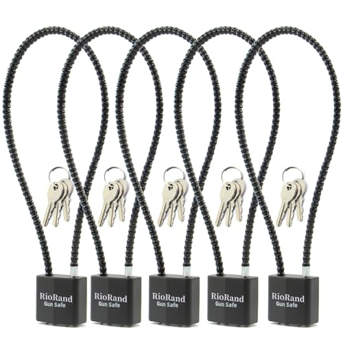 Image of RioRand Keyed Alike Cable Gun Lock 8.5 inch & 15 inch, Safety Lock Compatible with Pistols, Rifles & Shotguns for Home & Firearm Storage