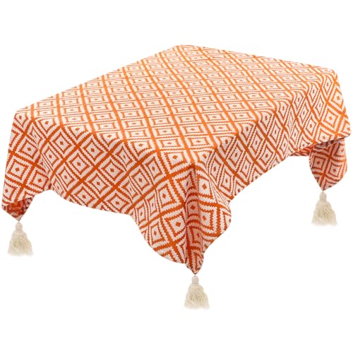 SECFOU Mantel Navideño Rectangular Vintage de Poliéster Naranja, Mantel Decorativo Antidesgaste para Mesa Camilla en Comedor y Uso Diario