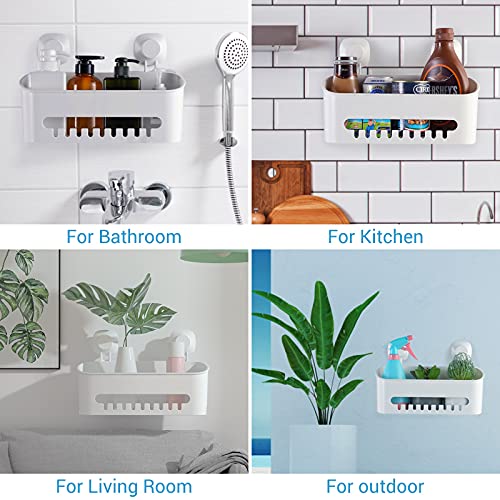 Budget & Good Shower Caddy Suction Cup No-Drilling Removable Bathroom Organizer Storage Heavy Duty Shelf Basket for Bath Shampoo Conditioner - White - Image 6