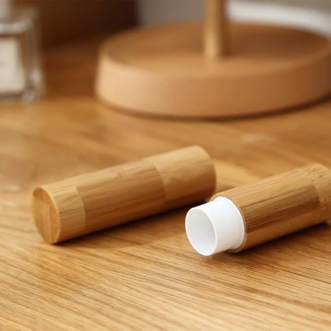 Amazon Lurrose 空の竹diy口紅リップクリームグロスチューブホルダーコンテナクレヨン消臭チューブパイプボトルケース化粧品用蓋付き 10ml Lurrose コスメ用詰替え容器 通販