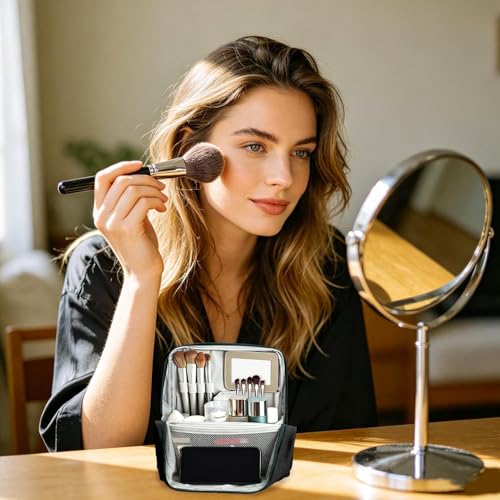 Neceser de aseo vertical impermeable y portátil para brochas y cosméticos 6