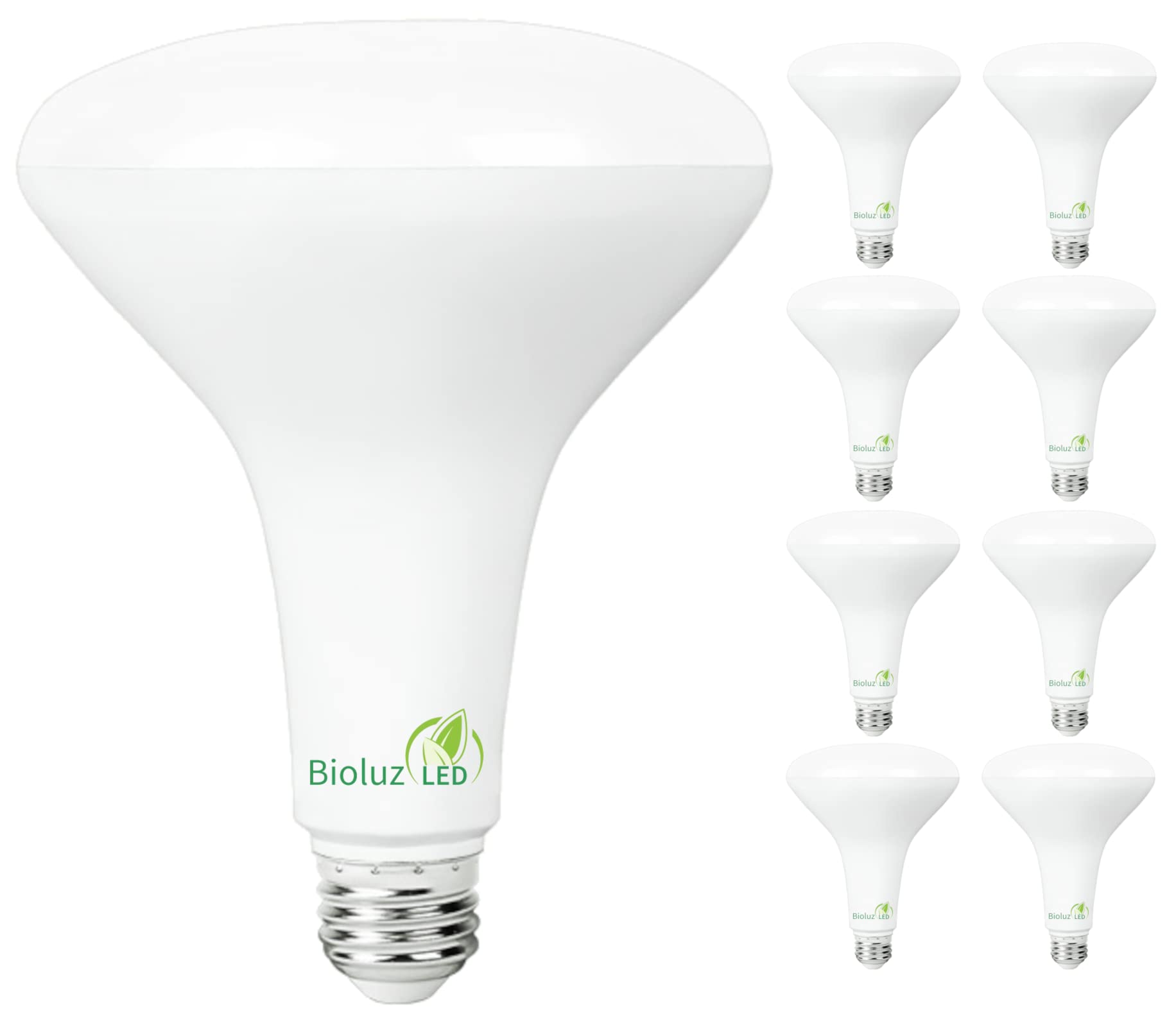 Bioluz 8 Pack LED Light Bulb BR40 Light Bulbs 3000K Soft White 90 CRI Dimmable UL-Listed CEC Title 20 Compliant 1250 Lumen Led Bulbs Indoor/Outdoor