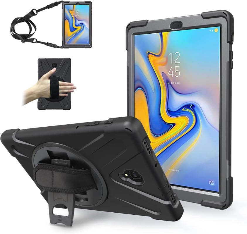 Image of Morefit Hybrid Back Cover Case with Kickstand Wheel Pattern for Samsung Galaxy Tab A 10.5 / SM-T590 / T595 / T597 - Black