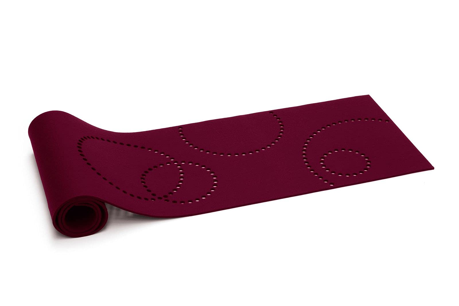 Hey Sign Chemin de table Stamp avec motif perforé - Plusieurs couleurs et tailles - Couleur : 26 - Aubergine - Dimensions : 5 mm - 180 x 40 cm