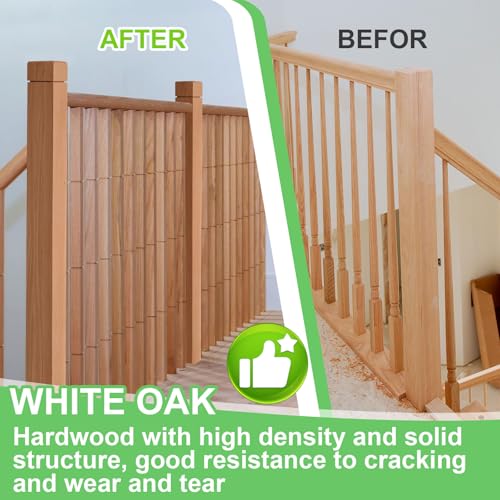Image of CroBlissful 2 Pcs 3 inch x 3 inch x 48 inch Solid White Oak Stair Newel Post with a Single Groove Notched Newel Wood Balusters for Staircase Interior Railing Newels for Stair Handrails