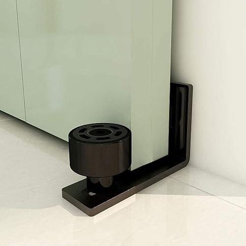 TSMST Guía de piso de puerta corrediza de granero, guía de piso de rodillo ajustable montada en la pared, guía inferior suave y silenciosa para