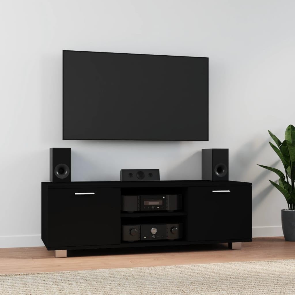 vidaXL Szafka pod TV, czarna, 120x40,5x35 cm, materiał drewnopochodny