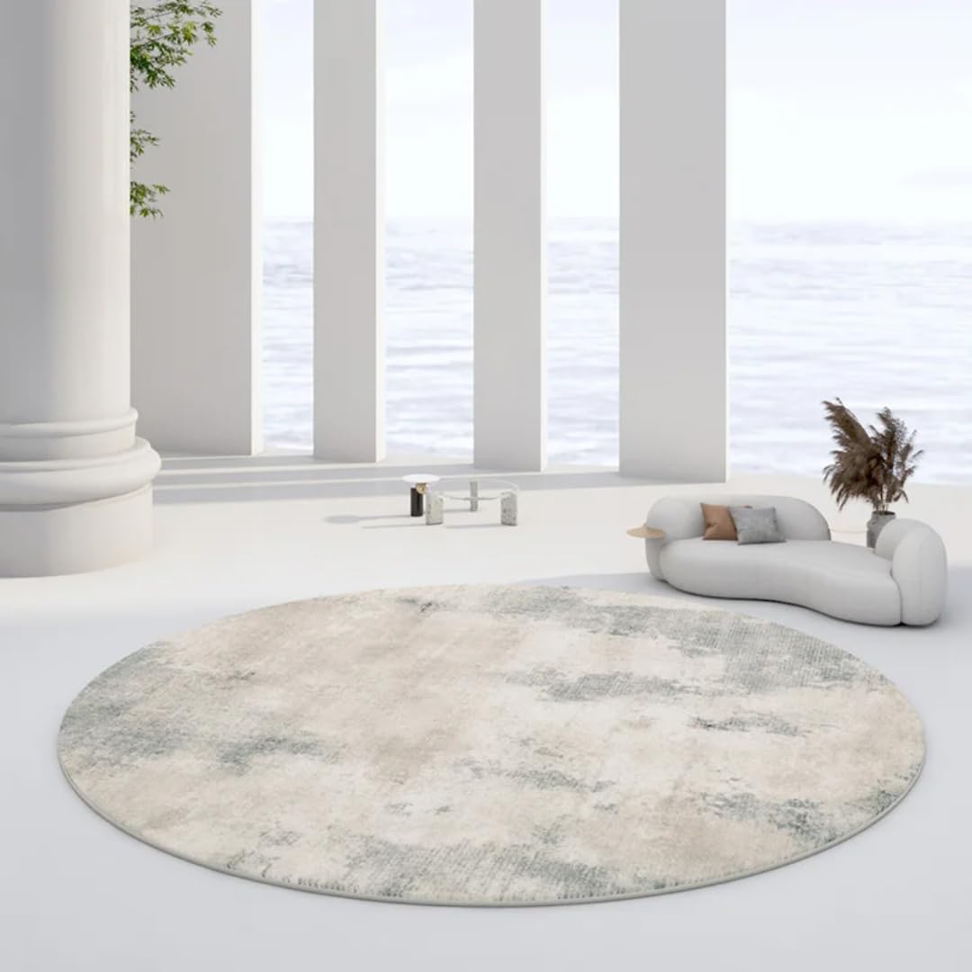 Tapis rond en peluche 180x180 cm épais pour salon et chambre