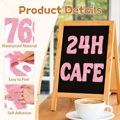 Image of Bulletin Board Letters 129 PCS Glitter Letter Stickers Large 4 Inch, Pink | 12 Sheets,Alphabet Number Stickers,Self-Adhesive,Sticker Letters for Poster Board,Classroom,Display,Mailbox,Craft,Party Decor