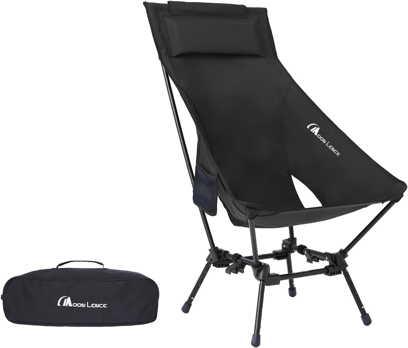 Portable Camping Chairs for Adults, Adjustable Oversize Beach Chair Lawn Chair with High Back - Large Capacity, Heavy Duty (New Black)