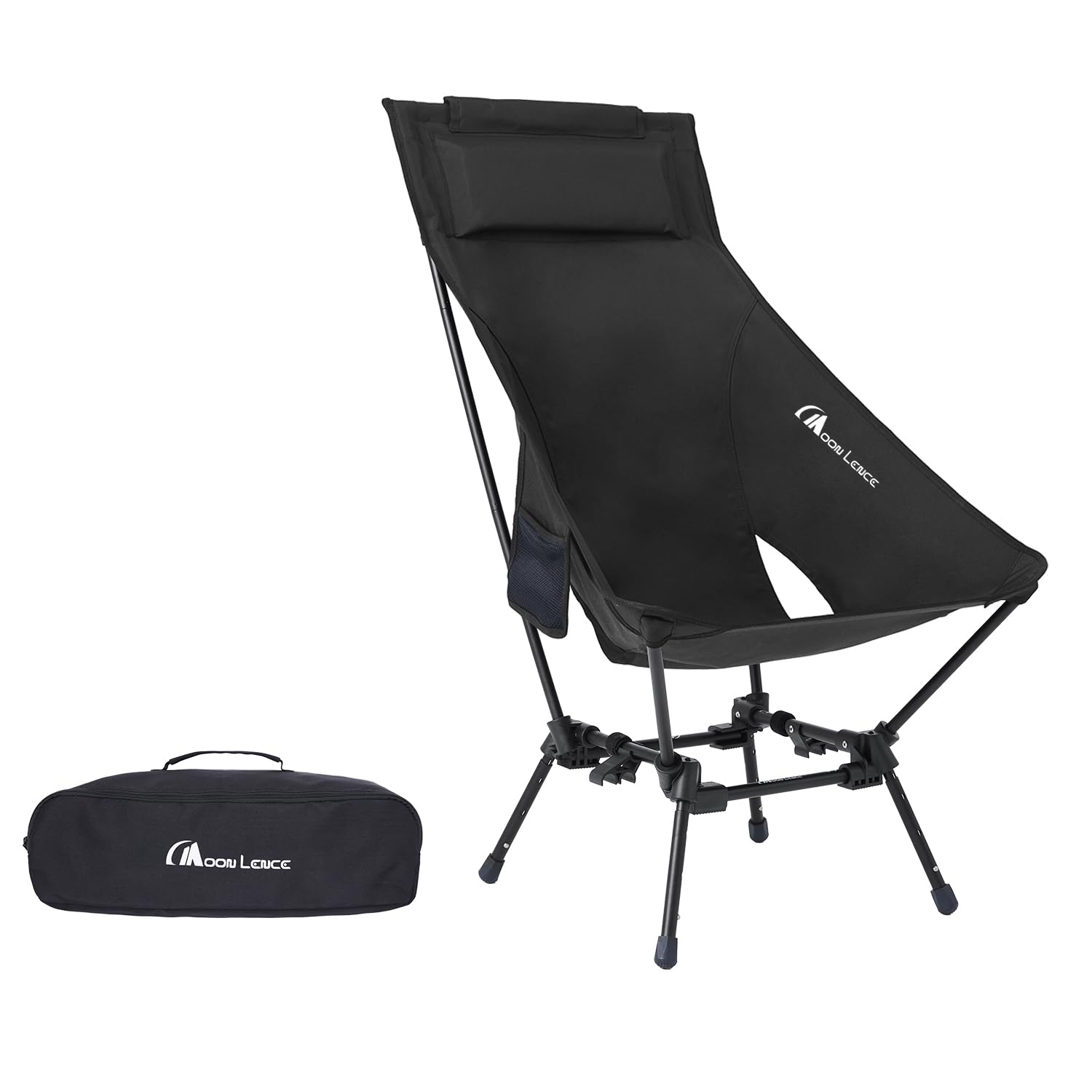 MOON LENCEPortable Camping Chairs for Adults, Adjustable Oversize Beach Chair Lawn Chair with High Back - Large Capacity, Heavy Duty (New Black)
